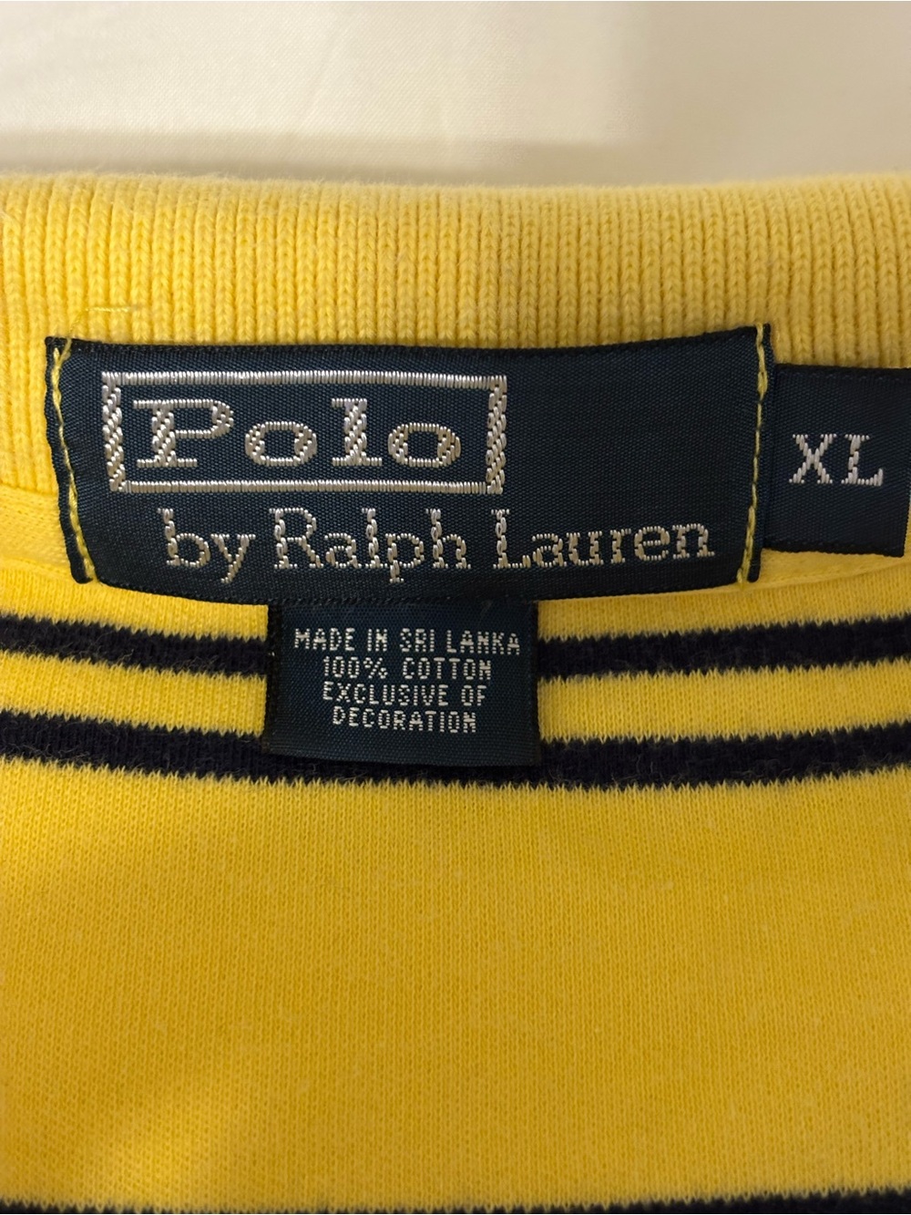 Polo Ralph Lauren Yellow Striped Polo Shirt Men’s XL Short Sleeve Cotton - Picture 2 of 7